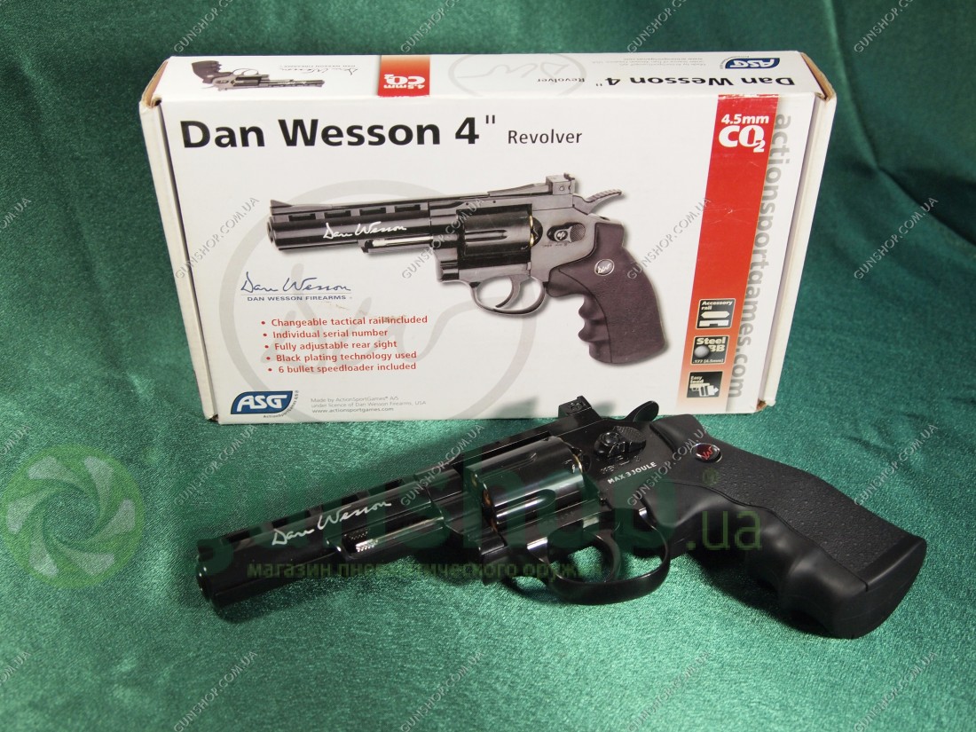 Пневматический револьвер ASG Dan Wesson 4'' Black