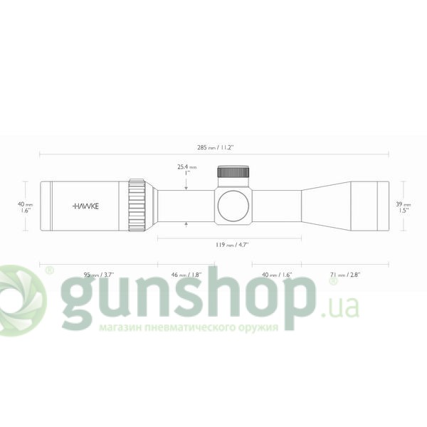 Прицел оптический Hawke Vantage IR 2-7x32   (30/30 Centre Cross IR R/G)