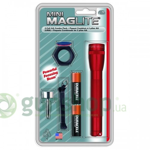 Фонарь Mini MagLite AA красный со светофильтрами  в блистере 