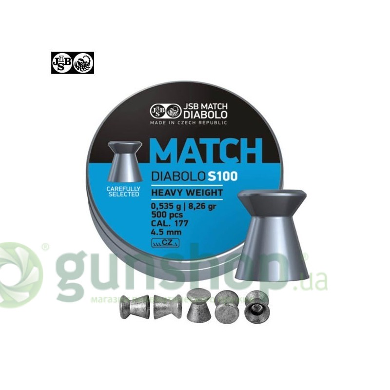 Пули для пневматического оружия JSB "Diabolo Match S100 "Kal 4.49 mm (500шт.) Пули для пневматического оружия JSB "Diabolo Match S100 "Kal 4.49 mm (500шт.)