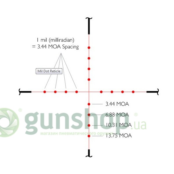 Оптический прицел Hawke Vantage IR 2-7x32 AO (Mil Dot IR R/G)  